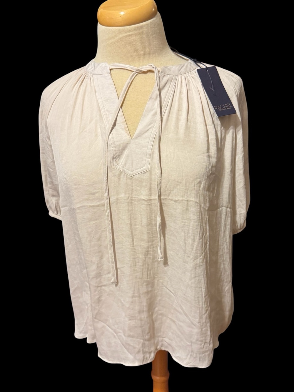 RACHEL Rachel Roy Cream Tie-Neck Peasant blouse size S (oversized) NWT